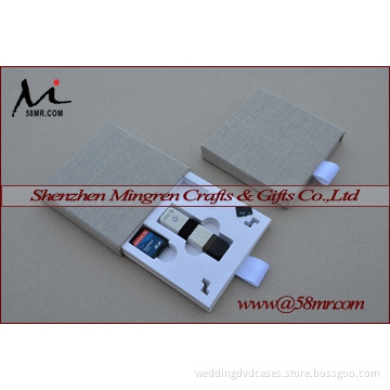 Fabric Linen USB SD CF Card Storage Packing Gift Box Case